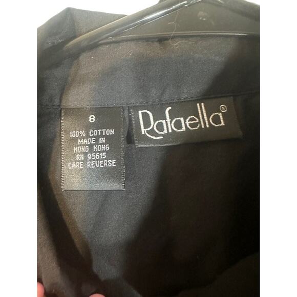 Rafaella Black Long Sleeve Collared Ruffle Front Button Down Blouse Women Sz 8 - Picture 8 of 8
